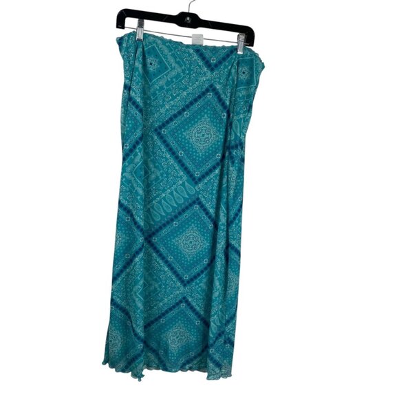 No Boundaries Women's Bandana Y2K Paisley Mesh Maxi Fairy Skirt Blue Size L - Picture 4 of 10